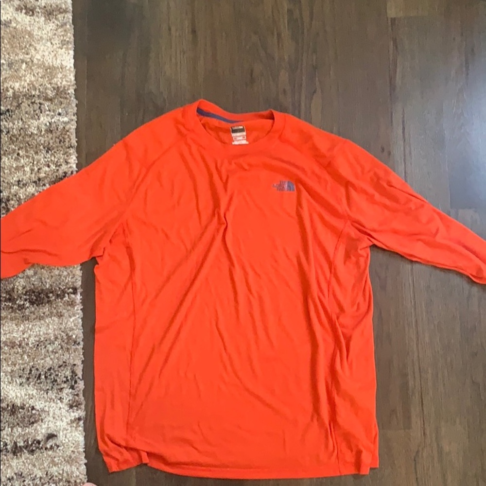North face orange longe sleeve shirt